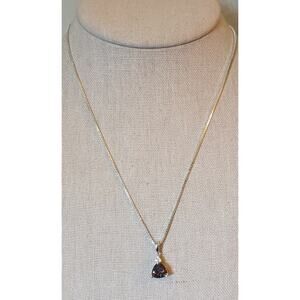 925 Trillian Cut Purple Color Change Gemstone W/ 3 CZ on 925 Sterling Box Chain